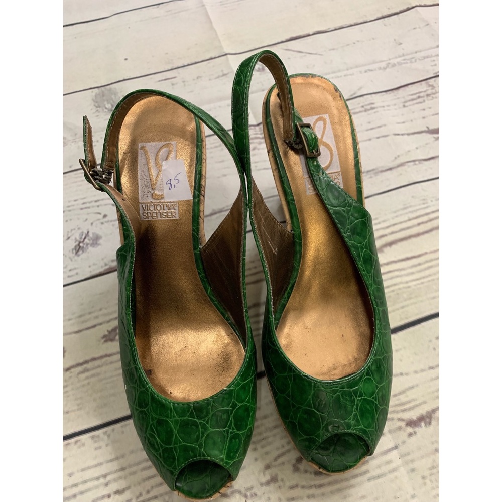 Victoria Spencer Kelly Green and Cork Wedges